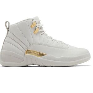 Phantom White and gold Air Jordan
12 Retro sneakers #Jumpman
